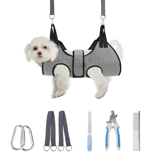 PAWCHIE Hundepflege-Hängemattengeschirr für Hunde und Katzen, mit Nagelknipser, atmungsaktiv, Katzenaufhänger, Schlinge zum Trimmen von Nägeln, Hundehängematte, Fesseltasche für kleine, mittelgroße von PAWCHIE