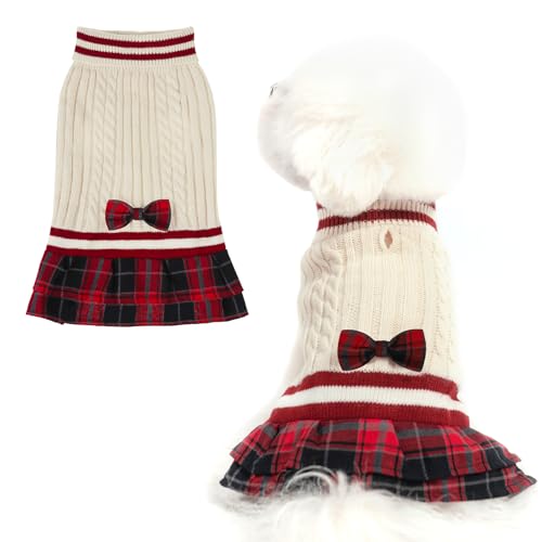 PAWCHIE Hundepullover mit Fliege – Rollkragenpullover für kleine Hunde und Mädchen, kaltes Wetter, Pullover mit Loch für die Leine, geeignet für kleine, mittelgroße Hunde und Welpen PAWCHIE Hundepullover mit Fliege – Rollkragenpullover für kleine Hunde und Mädchen, kaltes Wetter, Pullover mit Loch für die Leine, geeignet für kleine, mittelgroße Hunde und Welpen von PAWCHIE