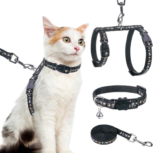 PAWCHIE Katzengeschirr mit Leine und Halsband, ausbruchsicher, verstellbar, leuchtet im Dunkeln, Katzengeschirr für Kätzchen, Spaziergänge im Freien von PAWCHIE