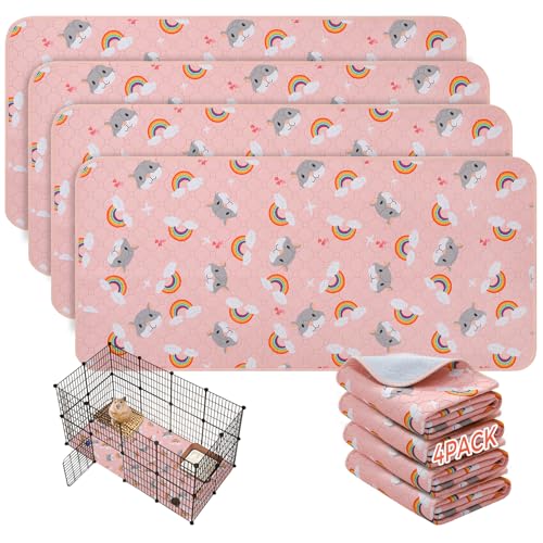PAWCHIE Meerschweinchen-Käfigeinlagen, Rosa, 61 x 119,4 cm, 4 Stück von PAWCHIE