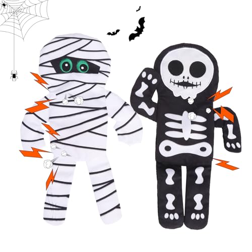 PAWCHIE Quietschendes Halloween-Hundespielzeug für kleine, mittelgroße Hunde, keine Füllung, knisterndes Welpenspielzeug, weiches Plüsch, Zahnspielzeug, schmutzfrei, interaktives Kauspielzeug für von PAWCHIE