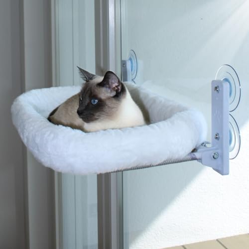 Fensterliege für Katzen - waschbares Katzenbett Fenster - kuschelige Hängematte - Katzenliege Klappbar - Katzenhängematte - Fensterliegeplatz - Fensterhängematte- Katzenhängebett - Bis zu 18kg von PAWFECT HOME ESTD 2024