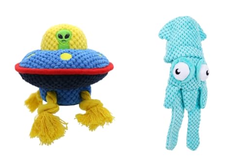 PAWFECT TOYS Hundespielzeug, groß, niedlich, Plüsch-Tintenfisch und Alien, quietschendes Seilspielzeug, 2 Stück, Bündel für Welpen, kleine, mittelgroße und große Hunde, interaktiv und langlebig für PAWFECT TOYS Hundespielzeug, groß, niedlich, Plüsch-Tintenfisch und Alien, quietschendes Seilspielzeug, 2 Stück, Bündel für Welpen, kleine, mittelgroße und große Hunde, interaktiv und langlebig für von PAWFECT TOYS