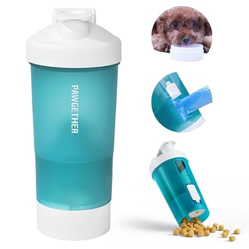 PAWGETHER Hunde-Wasserflasche mit Hundenapf, Futter-Wasserbehälter, Kotbeutel, 4-in-1, tragbare Wasserflasche mit Trageschlaufe, für unterwegs, Spazierengehen, Reisen, auslaufsicher (425 ml für PAWGETHER Hunde-Wasserflasche mit Hundenapf, Futter-Wasserbehälter, Kotbeutel, 4-in-1, tragbare Wasserflasche mit Trageschlaufe, für unterwegs, Spazierengehen, Reisen, auslaufsicher (425 ml für von PAWGETHER