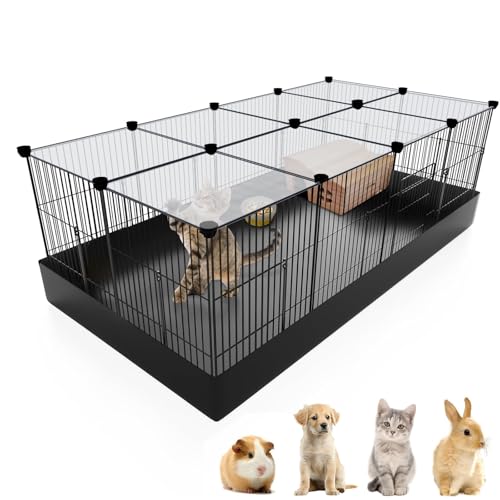 20 Paneele Kleintier-Laufstall mit abnehmbarer oberer Abdeckung & wasserdichter Matte – robuster Metalldraht-Hofzaun für Meerschweinchen, Kaninchen, Kätzchen, Welpen, Hamster – Indoor & Outdoor 20 Paneele Kleintier-Laufstall mit abnehmbarer oberer Abdeckung & wasserdichter Matte – robuster Metalldraht-Hofzaun für Meerschweinchen, Kaninchen, Kätzchen, Welpen, Hamster – Indoor & Outdoor von PAWING