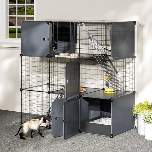 PAWING Indoor Katzengehege Outdoor 3-stöckiger großer Laufstall Catio Katzenkäfig Outdoor Katzenkäfig Abnehmbarer Metalldraht Zwinger Medium Kitten Cage PAWING Indoor Katzengehege Outdoor 3-stöckiger großer Laufstall Catio Katzenkäfig Outdoor Katzenkäfig Abnehmbarer Metalldraht Zwinger Medium Kitten Cage von PAWING
