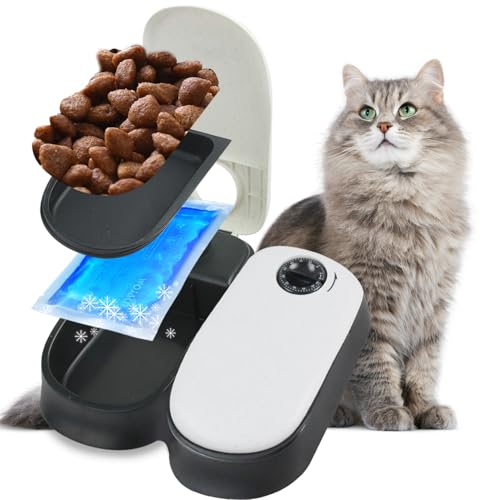 PAWISE Automatic Pet Feeder 300 ml Automatischer Futterspender für 48-Stunden-Planung für 2 Mahlzeiten Zeitgesteuerter Futternapf für Hunde und Katzen von PAWISE