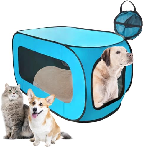 PAWISE Faltbare tragbare Haustierbox mit robusten Netzfenstern, tragbar, faltbar, für Hunde, Katzen, Welpen, für drinnen und draußen, Reisen, Camping von PAWISE
