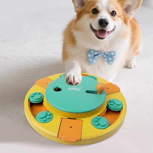 PAWISE Hunde- und Katzen-Puzzle-Spielzeug, Leckerli-Spender, Puzzle für Indoor-Katzen, Anreicherung, Futter-Puzzle-Spielzeug mit drehbarem Hebel, langsamer Fütterer für Welpen, Kätzchen, kleine Hunde von PAWISE