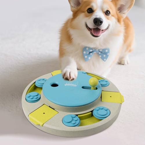 PAWISE Hunde- und Katzen-Puzzle-Spielzeug, Leckerli-Spender-Puzzle für Indoor-Katzen, Anreicherung, Futter-Puzzle-Spielzeug mit drehbarem Hebel, langsames Füttern für Welpen, Kätzchen, kleine Hunde von PAWISE