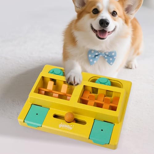Pawise Hunde- und Katzen-Puzzle-Spielzeug, Leckerli-Spender, Puzzle für Indoor-Katzen, Anreicherung, Futter-Puzzle-Spielzeug mit drehbarem Hebel, langsamer Fütterer für Welpen, Kätzchen, kleine Hunde von PAWISE