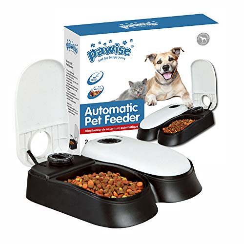 SCOBUTY Pawise Automatischer Futterspender für Hunde und Katzen, 1,5 Tassen Futterspender mit 48 Stunden Timer, 100% BPA-frei, tolle Geschenkidee von PAWISE