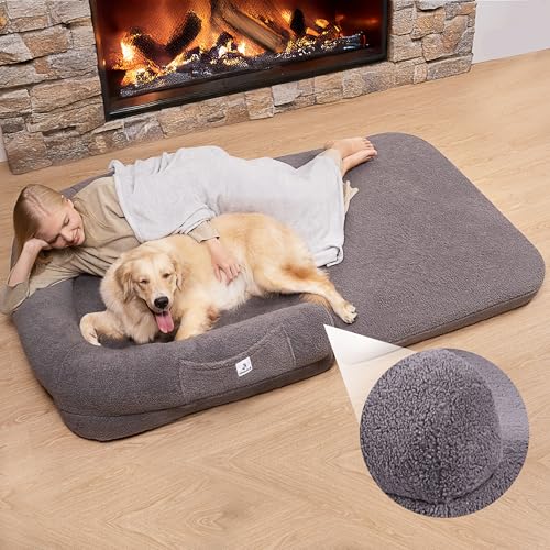 Premium Hundebett, faltbar, Größe XXL (Dunkelgrau) von PAWLALA