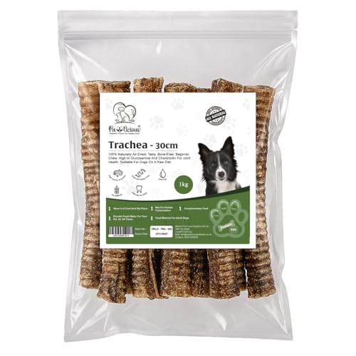 PAWLICIOUS Pet Supplies Luftröhre für Hunde, 1 kg, Luftröhre für Hunde, 30 cm, 100 % natürlich, gesund, luftgetrocknet, Alternative Zahnstäbchen für Zahnreiniger, starke Kaumuskeln, 1 kg, 1000 g von PAWLICIOUS
