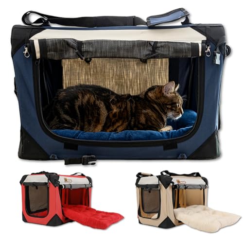 Extra große Katzentragetasche, 50,8 x 33 x 33 cm, weiche Seiten, mit Kratzpolster, faltbarer Faserplattenboden, Plüschkissen, leichte Haustierbox für Katzen, Hunde, von Fluggesellschaften zugelassen, Extra große Katzentragetasche, 50,8 x 33 x 33 cm, weiche Seiten, mit Kratzpolster, faltbarer Faserplattenboden, Plüschkissen, leichte Haustierbox für Katzen, Hunde, von Fluggesellschaften zugelassen, von PAWMANIA