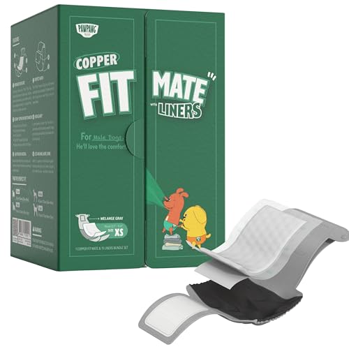 PAWPANG Copper Fit Mate Bauchband-Set für männliche Hunde, waschbar, 1 wiederverwendbarer Wickel für Rüden mit 15 Hundewindeleinlagen, ideal für ältere Hunde, Inkontinenz und Markierung, Größe XS PAWPANG Copper Fit Mate Bauchband-Set für männliche Hunde, waschbar, 1 wiederverwendbarer Wickel für Rüden mit 15 Hundewindeleinlagen, ideal für ältere Hunde, Inkontinenz und Markierung, Größe XS von PAWPANG