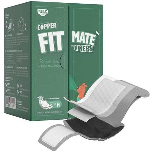 PAWPANG Copper Fit Mate Bauchband-Set für männliche Hunde, waschbar, 1 wiederverwendbarer Wickel für Rüden mit 15 Hundewindeleinlagen, ideal für ältere Hunde, Inkontinenz und Markierung, Größe M PAWPANG Copper Fit Mate Bauchband-Set für männliche Hunde, waschbar, 1 wiederverwendbarer Wickel für Rüden mit 15 Hundewindeleinlagen, ideal für ältere Hunde, Inkontinenz und Markierung, Größe M von PAWPANG