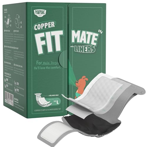 PAWPANG Copper Fit Mate Bauchband-Set für männliche Hunde, waschbar, 1 wiederverwendbarer Wickel für Rüden mit 15 Hundewindeleinlagen, ideal für ältere Hunde, Inkontinenz und Markierung, Größe L PAWPANG Copper Fit Mate Bauchband-Set für männliche Hunde, waschbar, 1 wiederverwendbarer Wickel für Rüden mit 15 Hundewindeleinlagen, ideal für ältere Hunde, Inkontinenz und Markierung, Größe L von PAWPANG