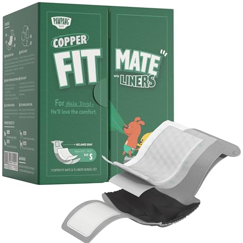 PAWPANG Copper Fit Mate Bauchband-Set für männliche Hunde, waschbar, 1 wiederverwendbarer Wickel für Rüden mit 15 Hundewindeleinlagen, ideal für ältere Hunde, Inkontinenz und Markierung, Größe S PAWPANG Copper Fit Mate Bauchband-Set für männliche Hunde, waschbar, 1 wiederverwendbarer Wickel für Rüden mit 15 Hundewindeleinlagen, ideal für ältere Hunde, Inkontinenz und Markierung, Größe S von PAWPANG