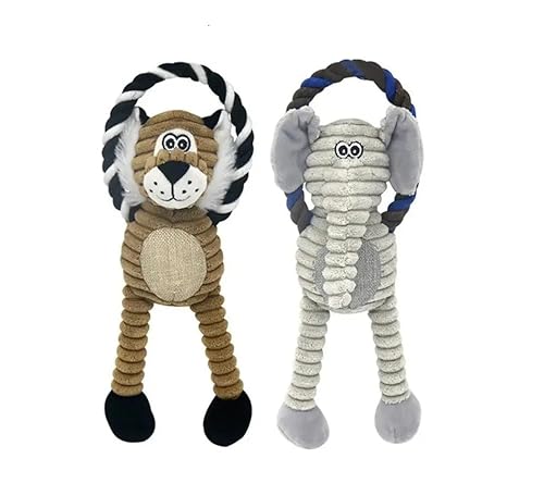 PAWPLANET Robustes Plüsch-Hundespielzeug mit Quietscher und Seil, 33 cm - Vielseitig für Hunde und Katzen, Waschbar, in Tiger-, Elefanten- und Affen-Designs Verfügbar von PAWPLANET