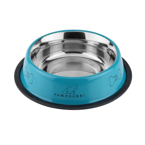 PAWPOURRI Bedruckter rutschfester Wasser- und Futterspender für Hunde und Katzen, Edelstahl, 698 ml, Blaugrün PAWPOURRI Bedruckter rutschfester Wasser- und Futterspender für Hunde und Katzen, Edelstahl, 698 ml, Blaugrün von PAWPOURRI