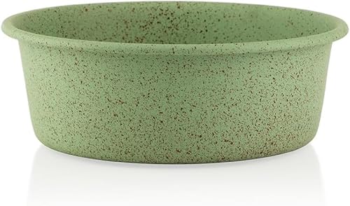 PAWPOURRI Green Speckle rutschfester Edelstahl-Wasser- und Futternapf für ausgewachsene Hunde, Welpen, Katzen, Edelstahl, rutschfest, leicht zu reinigen, 950 ml, Grün von PAWPOURRI
