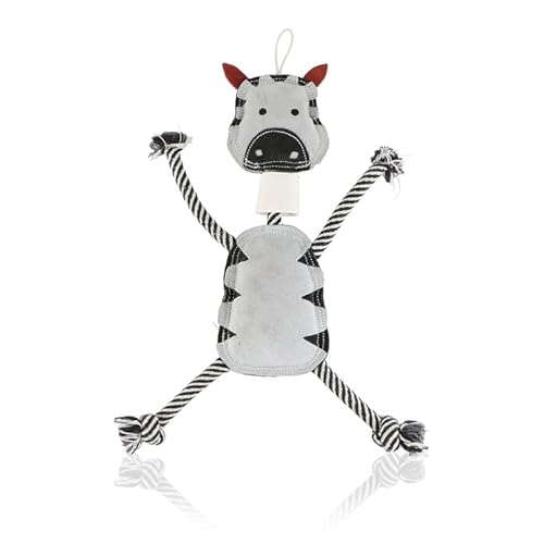 PAWPOURRI Seil & Wildleder Spielzeug für erwachsene Hunde, Welpen, Katzen | robust, langlebig und lustig | Interaktives Kauspielzeug für Haustiere (graues Zebra-Spielzeug) von PAWPOURRI