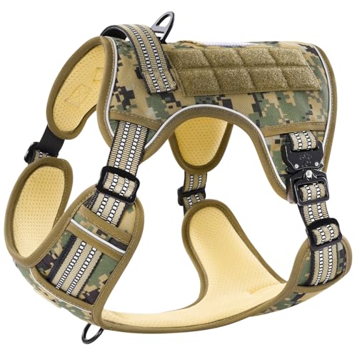 PawsPassion Taktisches Hundegeschirr für XL-Hunde, kaufeste Metallbeschläge, strapazierfähig, kein Ziehen, reflektierende Streifen, verstellbarer Ring, MOLLE-System, Klettverschluss (Forest Recon, XL) PawsPassion Taktisches Hundegeschirr für XL-Hunde, kaufeste Metallbeschläge, strapazierfähig, kein Ziehen, reflektierende Streifen, verstellbarer Ring, MOLLE-System, Klettverschluss (Forest Recon, XL) von PAWS PASSION