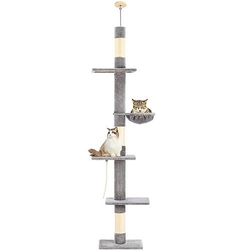 PAWSCRAT Kratzbaum mit 5 Ebenen, höhenverstellbar, Sisal-Kratzbaum, bietet Katzen vertikale Bereicherung, Bewegung, Privatsphäre und geistige Stimulation von PAWSCRAT