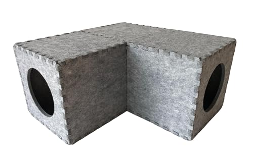 PAWSINSIDE Meerschweinchen-Versteck aus Filz, kreative Montage und abnehmbares Hausbett, Kleintier-Tunnel, Versteck für Meerschweinchen, Ratte, Chinchilla, Igel, Hamster (grau) von PAWSINSIDE