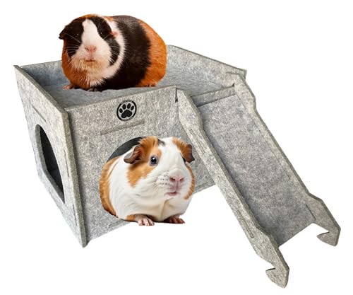 PAWSINSIDE Meerschweinchen-Versteck und Haus aus Filz mit Rampe, einfach zu montieren, Kleintiere, stabile Hütte, Lebensräume, Dekoration für Schweinchen, Chinchillas, Ratten, Spielverstecken (Grau) PAWSINSIDE Meerschweinchen-Versteck und Haus aus Filz mit Rampe, einfach zu montieren, Kleintiere, stabile Hütte, Lebensräume, Dekoration für Schweinchen, Chinchillas, Ratten, Spielverstecken (Grau) von PAWSINSIDE