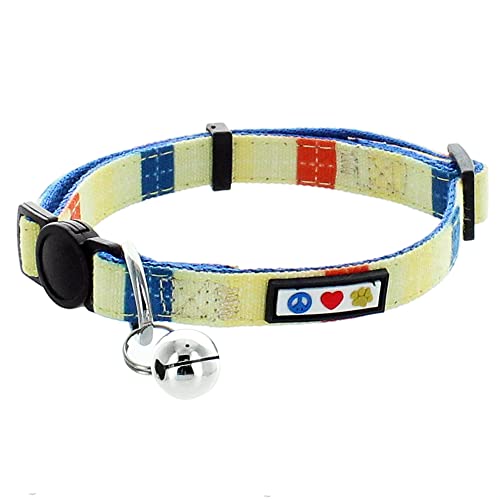 Pawtitas Mehrfarbiges Haustier- und Katzenhalsband mit Sicherheitsschnalle and Abnehmbarer Glocke Katzenhalsband Kätzchenhalsband Blau/Orange/Gelb Katzenhalsband Pawtitas Mehrfarbiges Haustier- und Katzenhalsband mit Sicherheitsschnalle and Abnehmbarer Glocke Katzenhalsband Kätzchenhalsband Blau/Orange/Gelb Katzenhalsband von PAWTITAS