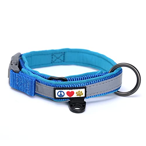 PAWTITAS Holzfäller-Hundehalsband Gepolstertes Hundehalsband Reflektierendes Hundehalsband Welpenhalsband Extra klein Hundehalsband Blau Hundehalsband von PAWTITAS