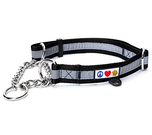 PAWTITAS Martingale Ketten-Hundehalsband Reflektierendes Hundehalsband Trainingshalsband für Hunde Ketten-Erziehungshalsband für Hunde Halsband Mittel Hundehalsband Schwarz Hundehalsband von PAWTITAS