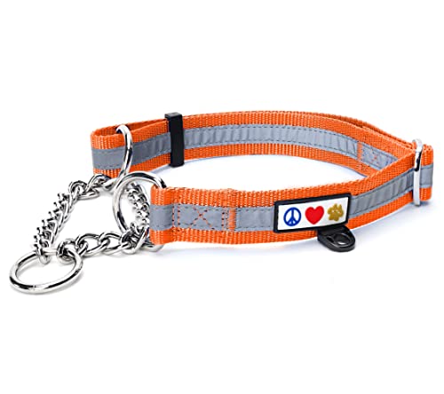 Pawtitas Martingale Ketten-Hundehalsband Welpenhalsband Reflektierendes Hundehalsband Trainingshalsband für Hunde Ketten-Erziehungshalsband für Hunde Halsband Groß Hundehalsband Orange Hundehalsband von PAWTITAS