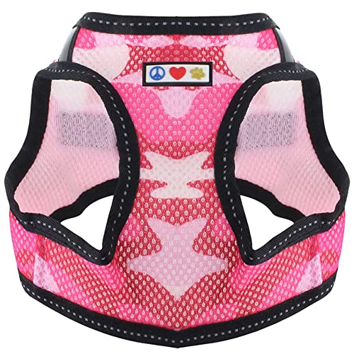 Pawtitas Pet Reflektierendes Hundegeschirr Geschirr zum Hineintreten oder Umlegen, Komfortsteuerung, Trainieren Sie den Spaziergang Ihres Welpen/Hundes - Extra Extra Klein Hundegeschirr Rosa Tarnung von PAWTITAS