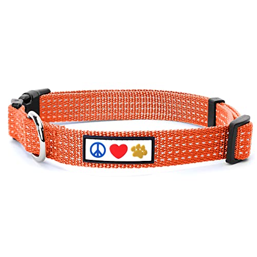 PAWTITAS Reflektierende Hundehalsband Stitching Welpen/Hundehalsband Verstellbare Nylon | Hunde Halsband Atmungsaktives | Reflektierend Halsband für Hund - Orange Hundehalsband Extra Klein Hund von PAWTITAS