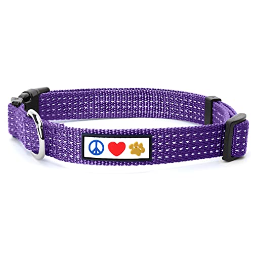 PAWTITAS Reflektierende Hundehalsband Stitching Welpen/Hundehalsband Verstellbare Nylon | Hunde Halsband Atmungsaktives | Reflektierend Halsband für Hund - Violett Hundehalsband Klein Hund von PAWTITAS