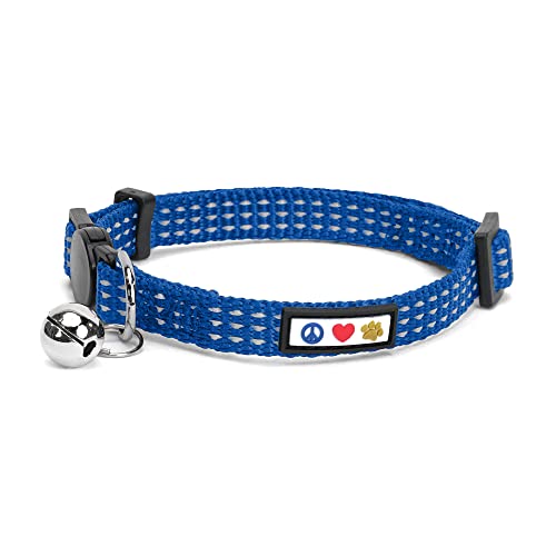 Pawtitas Reflektierendes Katzenhalsband mit Sicherheitsschnalle und Abnehmbarer Glocke Katzenhalsband Kätzchenhalsband Blau Katzenhalsband von PAWTITAS