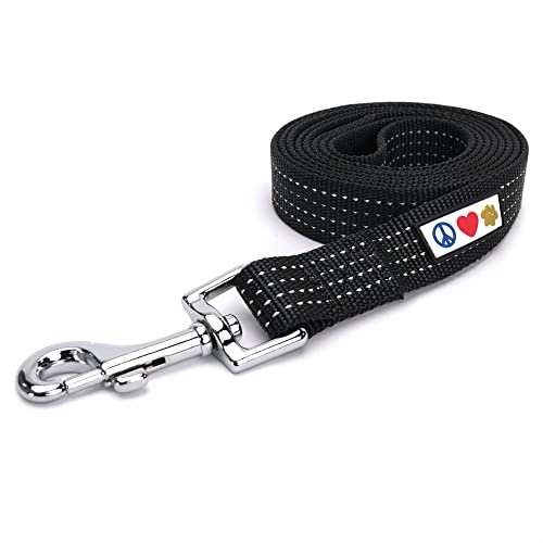 Pawtitas Reflektierende Hundeleine, 1,8 m, bequemer Griff, hochreflektierende Fäden, robuste Hundeleine, erhältlich als 1,8 m kleine Hunde, Schwarze Leine von PAWTITAS