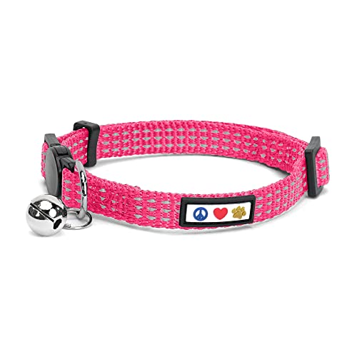Pawtitas Katzenhalsband, reflektierend, mit Sicherheitsschnalle und Glöckchen, Pink von PAWTITAS