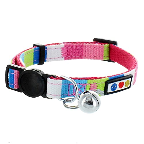 Pawtitas Katzenhalsband, weich, verstellbar, mit Sicherheitsschnalle und abnehmbarem Glöckchen, Pink / Blau / Blaugrün / Gelb Pawtitas Katzenhalsband, weich, verstellbar, mit Sicherheitsschnalle und abnehmbarem Glöckchen, Pink / Blau / Blaugrün / Gelb von PAWTITAS