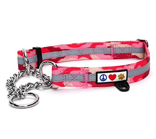 Pawtitas Martingale Ketten-Hundehalsband Reflektierendes Hundehalsband Trainingshalsband für Hunde Ketten-Erziehungshalsband für Hunde Halsband Groß Hundehalsband Camouflage Rosa Hundehalsband von PAWTITAS