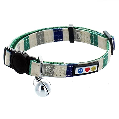 Pawtitas Mehrfarbiges Haustier- und Katzenhalsband mit Sicherheitsschnalle and Abnehmbarer Glocke Katzenhalsband Kätzchenhalsband Blau/Grün/Beige Katzenhalsband Pawtitas Mehrfarbiges Haustier- und Katzenhalsband mit Sicherheitsschnalle and Abnehmbarer Glocke Katzenhalsband Kätzchenhalsband Blau/Grün/Beige Katzenhalsband von PAWTITAS