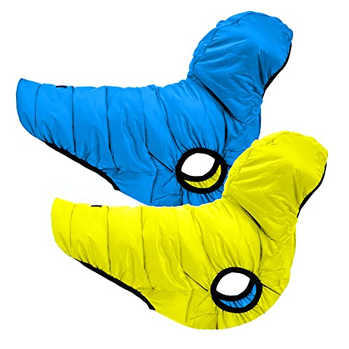 Pawtitas Umkehrbar Hund Winddicht Jacke | Wasserdicht | Hundemantel für den Winter, um Ihren Welpen warm für kaltes Wetter Jacke | blau-gelbe Zip Up Hundeweste für Mittel Rassen Hunde Pawtitas Umkehrbar Hund Winddicht Jacke | Wasserdicht | Hundemantel für den Winter, um Ihren Welpen warm für kaltes Wetter Jacke | blau-gelbe Zip Up Hundeweste für Mittel Rassen Hunde von PAWTITAS