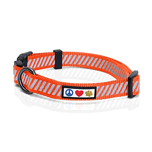 PAWTITAS Verkehrs-Welpen-Halsband Haustier-Halsband reflektierendes Trainings-Halsband Klein Hunde-Halsband Orange Hunde-Halsband von PAWTITAS