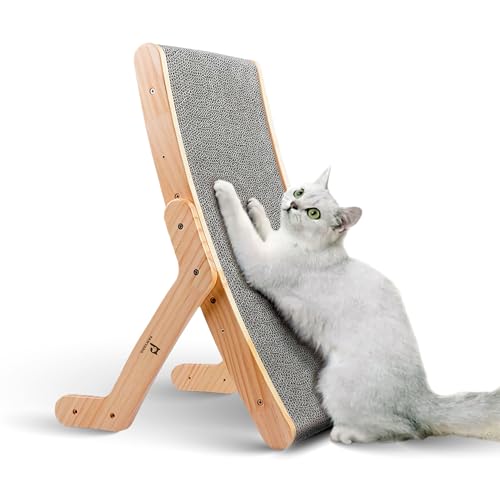 PAWVANA Katzenkratzer, Natürliches Kiefernholz & Wellpappe Katzenkratzbaum, 3 Positionen Katzenkratzbett, für alle Katzengrößen, Katzenkratzbrett für Katzenanreicherung, Katzenkratzmöbel Protector PAWVANA Katzenkratzer, Natürliches Kiefernholz & Wellpappe Katzenkratzbaum, 3 Positionen Katzenkratzbett, für alle Katzengrößen, Katzenkratzbrett für Katzenanreicherung, Katzenkratzmöbel Protector von PAWVANA