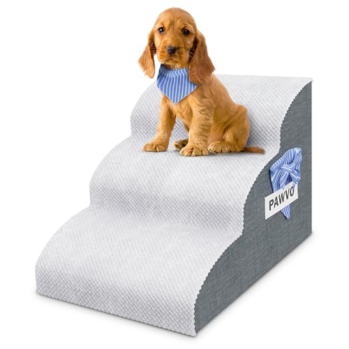 PAWVO Hundetreppe für kleine Hunde, 3-stufige Hunderampe für Bett für Couch mit elastischem Seitengriff, abnehmbarer und waschbarer Bezug, stilvolles Bandana – Haustierrampe für Katzen, kleine Hunde PAWVO Hundetreppe für kleine Hunde, 3-stufige Hunderampe für Bett für Couch mit elastischem Seitengriff, abnehmbarer und waschbarer Bezug, stilvolles Bandana – Haustierrampe für Katzen, kleine Hunde von PAWVO