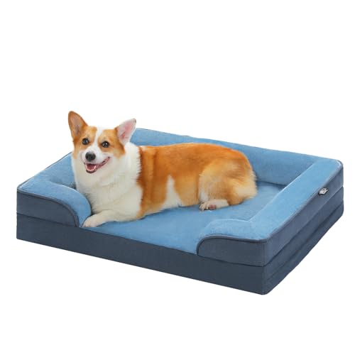PAWZ Road Großes Hundebett, waschbar, orthopädisch mit abnehmbarem Flanellbezug und Reißverschluss, Hundesofa für große Hunde, 2-lagiges wasserdichtes Hundebett Blau, 89x63x16cm PAWZ Road Großes Hundebett, waschbar, orthopädisch mit abnehmbarem Flanellbezug und Reißverschluss, Hundesofa für große Hunde, 2-lagiges wasserdichtes Hundebett Blau, 89x63x16cm von PAWZ Road