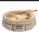 PAWZ Road Katzenbett waschbar, Hundebett kleine Hunde, Rundes, Flauschiges Katzenkissen, Katzenschlafplatz-Bettchen, Katzenkorb, Braun, 61x61x23cm von PAWZ Road